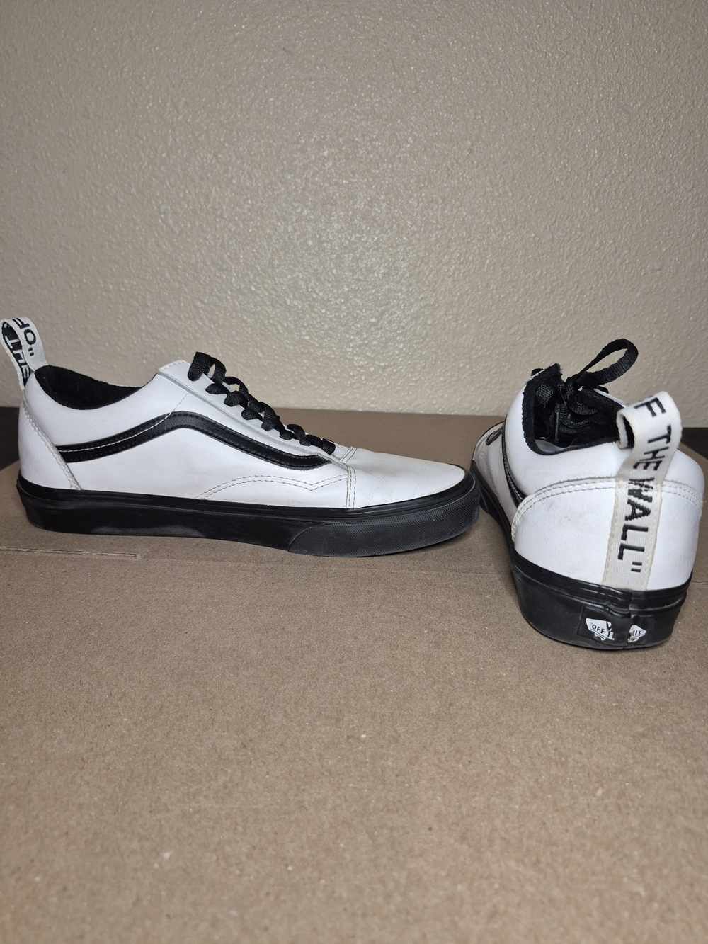 Vans White and Black Low-Top Skate Sneakers